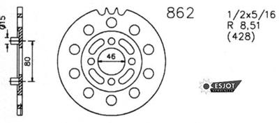 ESJOT Chain wheel 428 46z steel black
