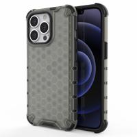 Lunso - Honinggraat Armor Backcover hoes - iPhone 13 Pro - Zwart - thumbnail