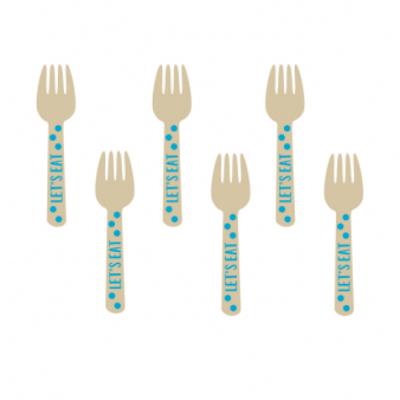 Amscan vork hout 16 cm 12 stuks blauw Amscan vork hout 16 cm 12 stuks blauw