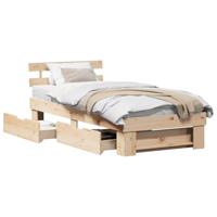 Bedframe met hoofdeinde Bruin 90 x 190 cm Massief grenenhout - thumbnail