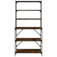 Bakkersrek 6-laags 90x40x180 cm bewerkt hout gerookt eikenkleur - thumbnail