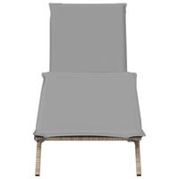 Ligbed met kussen poly rattan beige - thumbnail