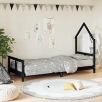 Kinderbedframe 80x200 cm massief grenenhout zwart - thumbnail