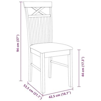 Eetkamerstoelen met kussens 2 st massief hout rubber wit