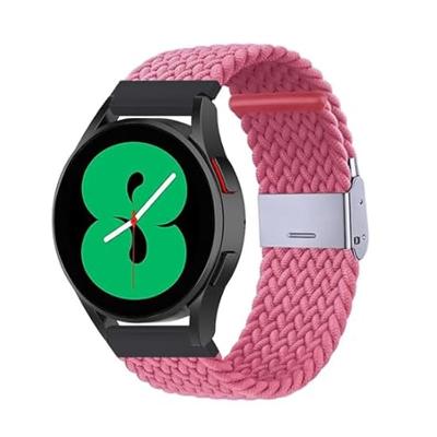 By Qubix - Compatible met Garmin Venu 2 / Garmin Venu 3 - Braided nylon bandje - Roze - Compatible Garmin bandje - Bandbreedte: 22mm