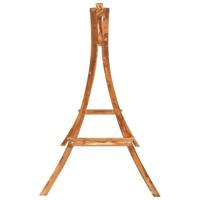 Schommelstoel met kussen massief vurenhout met teakafwerking - thumbnail