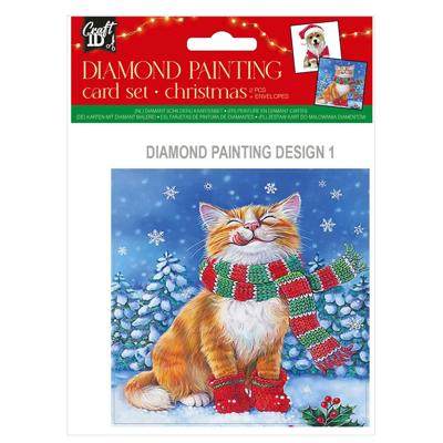 Grafix Maak je eigen kerst kaarten diamond painting, 2st.