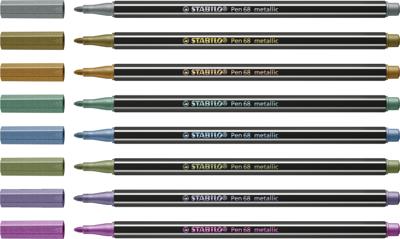 Stabilo pen 68 metallic viltstiften, 8st. Stabilo pen 68 metallic viltstiften, 8st.