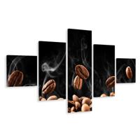 Schilderij - Hete koffiebonen, 5luik, Premium print - thumbnail
