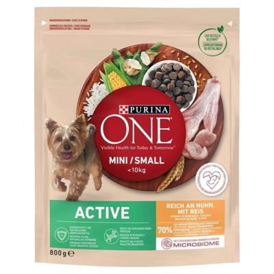 PURINA One Mini/Small Active Rich in chicken with rice - droog hondenvoer - 800g
