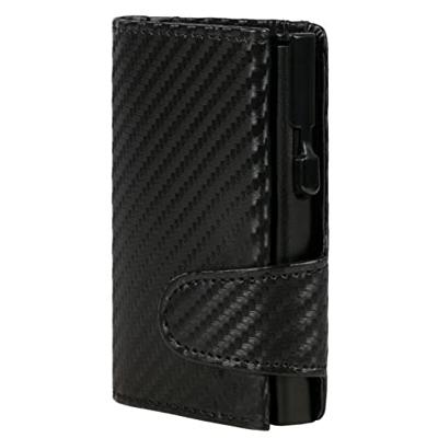 Juscha JU-961401 Pasjeshouder Clicksafe RFID Kunstleer Carbon Zwart 8 Pasjes Met Opbergvak Voor Muntgeld