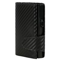 Juscha JU-961401 Pasjeshouder Clicksafe RFID Kunstleer Carbon Zwart 8 Pasjes Met Opbergvak Voor Muntgeld - thumbnail
