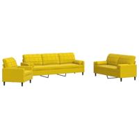 3-delige Loungeset met kussens en bolsters fluweel geel - thumbnail