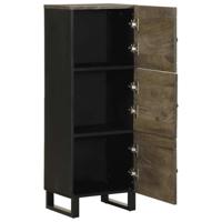 Hoge kast 40x33x110 cm massief mangohout zwart - thumbnail