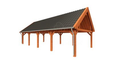 Overkapping Zadeldak XXL 1250x595 cm- Zadeldak- Onbehandeld lariks Douglas hout- Trendhout