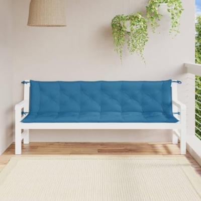 VidaXL Tuinbankkussens 2 st 200x50x7 cm stof gemêleerd blauw