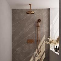 BRAUER Stripe Thermostatische Inbouw Regendouche - drukknoppen - 25cm douchekop - plafondarm - 3-standen handdouche - doucheslang - geïntegreerde glijstang - koper geborsteld PVD 5-GK-435 - thumbnail