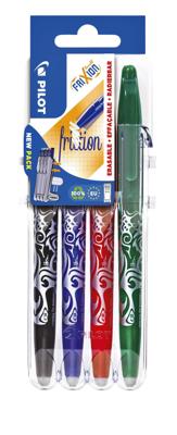Pilot roller Frixion Ball Set 2 Go blister van 4 stuks: zwart, blauw, rood en groen Pilot roller Frixion Ball Set 2 Go blister van 4 stuks: zwart, blauw, rood en groen