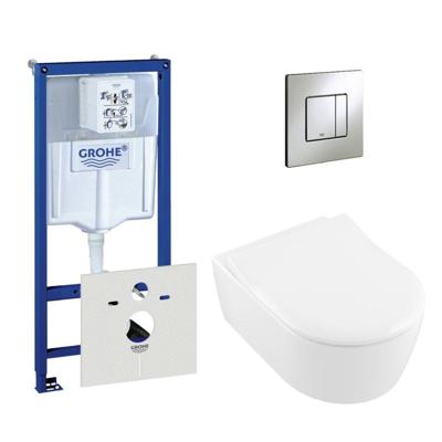 Villeroy & Boch Avento Closet inclusief inbouwreservoir en bedieningsplaat verticaal/horizontaal mat chroom 0720002/0729205/sw59891/ Villeroy & Boch Avento Closet inclusief inbouwreservoir en bedieningsplaat verticaal/horizontaal mat chroom 0720002/0729205/sw59891/