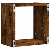 Wandplanken met opslag 2 pcs Bruin 26 x 15 x 26 cm Bewerkt hout - thumbnail