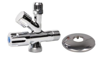 Kirchhoff Apparaataansluiting haakse-kraan, chroom, 3/8"ET x 3/4"ET x 3/8"ET x 10 mmQ, met terugslagklep - 986290148