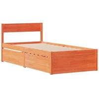Bedframe met lades massief grenenhout wasbruin 90x200 cm - thumbnail