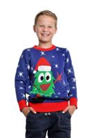 Kersttrui blauw met kerstboom kids - thumbnail
