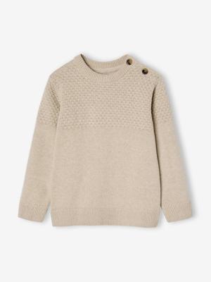 Jongenstrui met siersteek gemêleerd wit