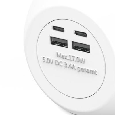 Hama stekkerdoos-kubus 3-voudig usb-c/a 17 w met schakelaar 1,4 m wit