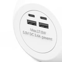 Hama stekkerdoos-kubus 3-voudig usb-c/a 17 w met schakelaar 1,4 m wit - thumbnail