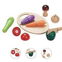 Classic World world houten snijgroenten met mes en snijplank - thumbnail