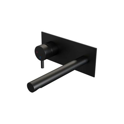 Black Edition inbouw wastafelmengkraan B2 met rechte uitloop en afdekplaat, mat zwart