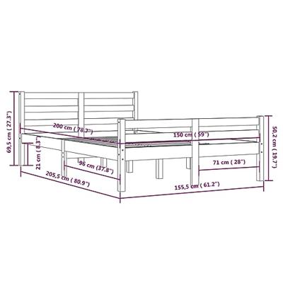 Bedframe massief hout 150x200 cm