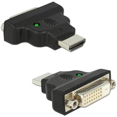 Delock 65020 HDMI / DVI Adapter [1x HDMI-stekker - 1x DVI-bus 24+1-polig] Zwart
