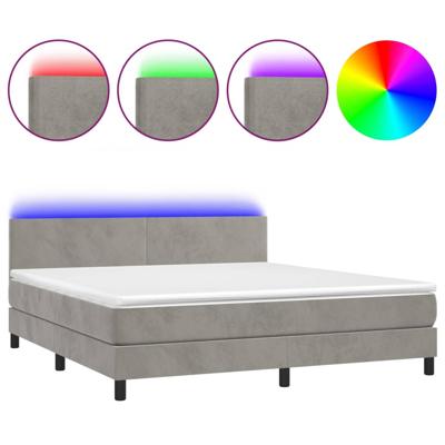 Boxspring met matras en LED fluweel lichtgrijs 180x200 cm