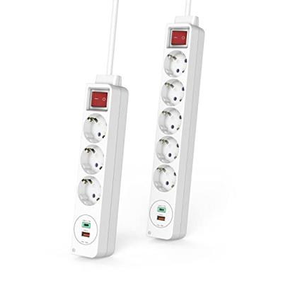 Hama Stekkerdoos 5-voudig USB-C/A 18W PD/QC™ Schak. Platte St. 1,4 M Wit