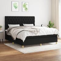 Boxspring met matras stof zwart 160x200 cm - thumbnail