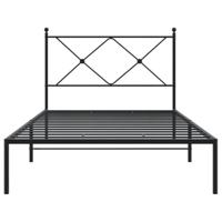 Bedframe met hoofdbord metaal zwart 100x190 cm - thumbnail