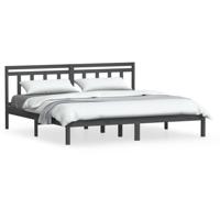 Bedframe massief grenenhout grijs 200x200 cm - thumbnail