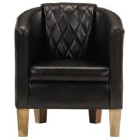 Kuipstoel echt leer zwart - thumbnail