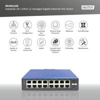 Digitus DN-651159 netwerk-switch Managed L2 Gigabit Ethernet (10/100/1000) Power over Ethernet (PoE) Zwart, Blauw - thumbnail