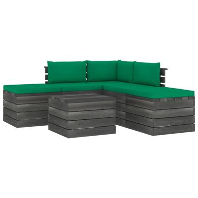 vidaXL 6-delige Loungeset met kussens pallet massief grenenhout