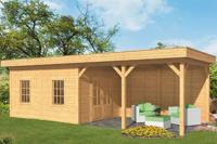 Tuindeco Oslo L Overkapping type 11 903x380 cm Lariks/Douglashout blank- Plat dak- Onbehandeld lariks Douglas hout- Tuindeco - thumbnail