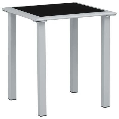 Tuintafel 41x41x45 cm staal en glas zwart en zilverkleurig Tuintafel 41x41x45 cm staal en glas zwart en zilverkleurig