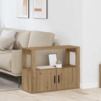 Dressoir artisanaal eikenkleurig 80 x 30 x 60 cm Bewerkt hout - thumbnail