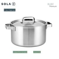 Sola Pannenset Ruby - RVS - Kookpan ø 16, 18, 20 cm & Steelpan ø 16 cm - Inductie geschikt - 4 Delig - thumbnail