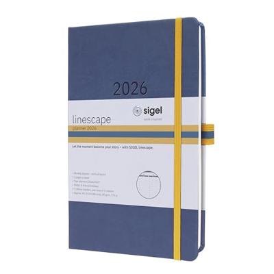Sigel L2602 Weekkalender Linescape 2026 Hardcover DIN A5 Blauw, Geel 1 stuk(s) Aantal paginas: 176 Sigel L2602 Weekkalender Linescape 2026 Hardcover DIN A5 Blauw, Geel 1 stuk(s) Aantal paginas: 176