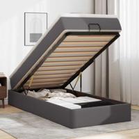 Ottoman bed met matras 90x200cm kunstleer grijs - thumbnail