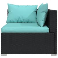 6-delige Loungeset met kussens poly rattan zwart - thumbnail