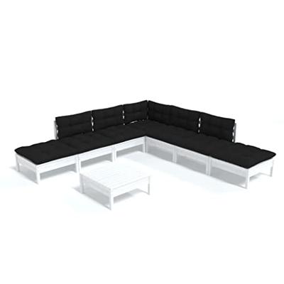 8-delige Loungeset met kussens grenenhout wit